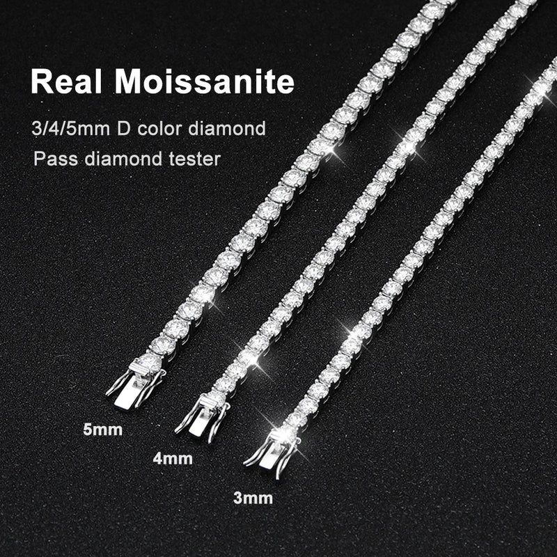 Moissanite Tennis Bracelet Original s925 Sterling Silver Plated 18k White Gold with GRA Bracelets for Women Man