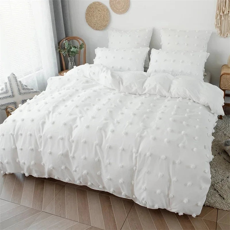 High Quality Crafts with Furball Double Bed Duvet Cover Set 220x240 Tufted King Size Bedding Set Queen Comforter and Pillow Case 