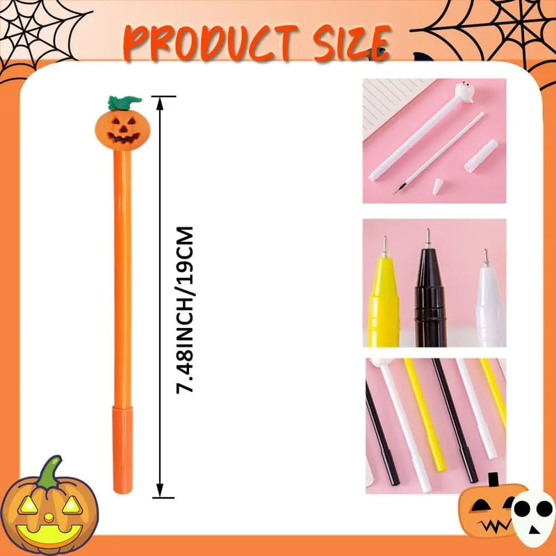 Pumpkin Skull Heads Ghost Bat Shape Gel Ink Pens Set 0.5MM Bulk Halloween Party Supplies School Office Back To School 