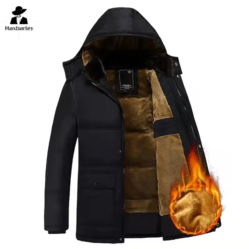 Parka Men Coats 2024 Winter Jacket Men Thicken Hooded Waterproof Outwear Warm Coat Casual Mens Jackets Overcoat Fur Thicking 