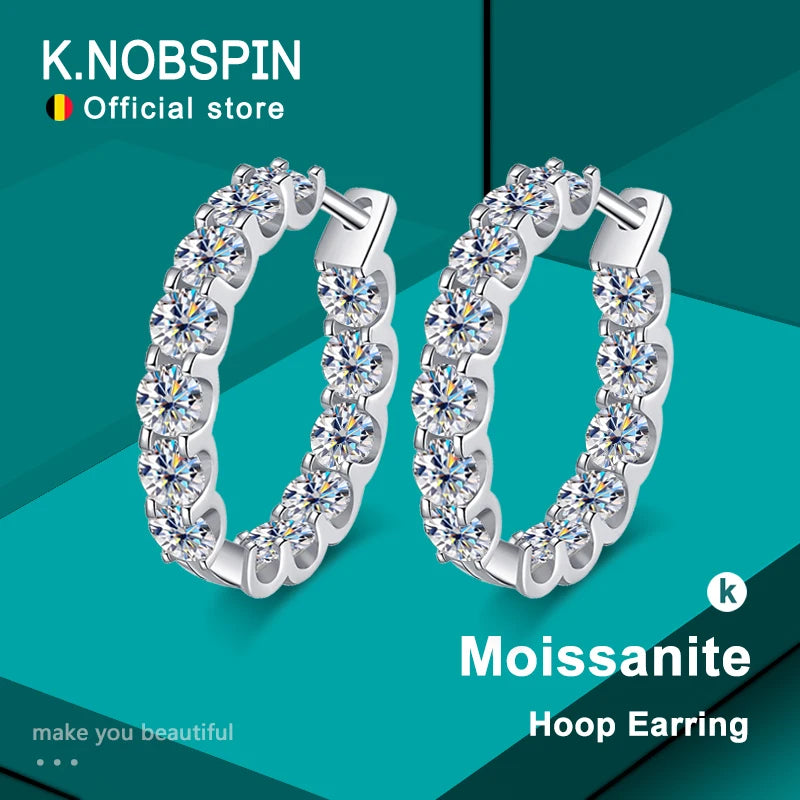 Moissanite Earring 925 Sterling Sliver Plated White Gold Hoop Earring for Women Wedding Party Jewelry 