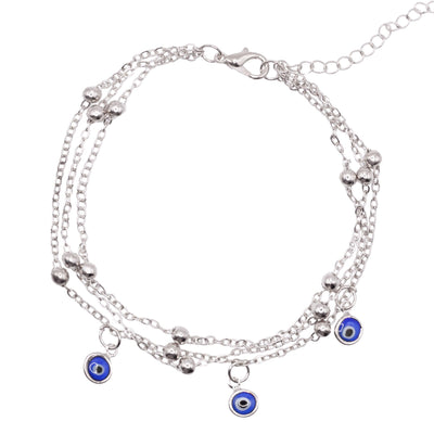 Sevda Evil Eye Chain Anklet | 925 Silver Plated 