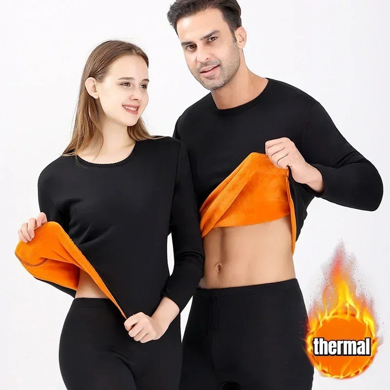 Thermal Underwear Sets Men Winter Long Johns Women Plus Velvet Thickening Inner Wear Fleece Keep Warm Lingerie 