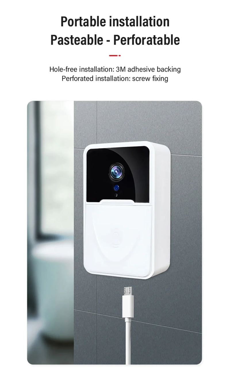 Wireless Security WiFi Smart Doorbell Intercom Video Camera Bell Chime Door Ring 