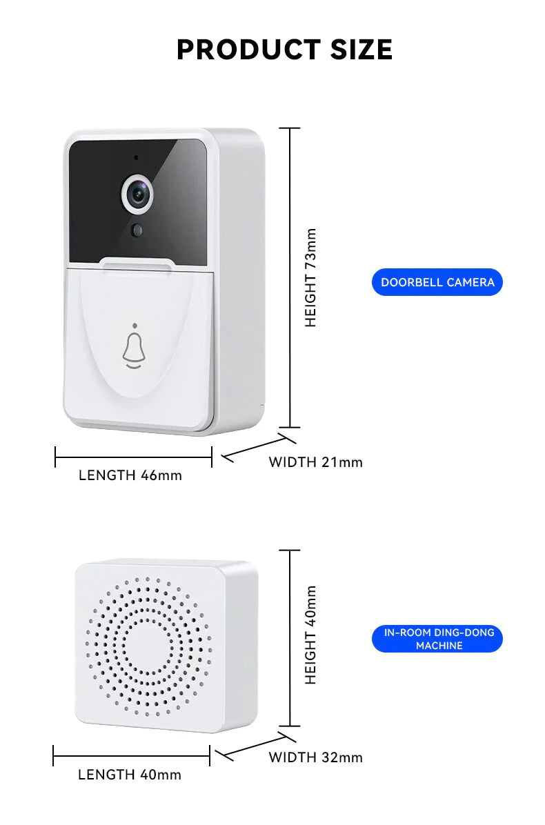 Wireless Security WiFi Smart Doorbell Intercom Video Camera Bell Chime Door Ring 