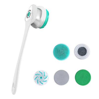 Electric Shower Cleaning Brush Body Massage Bath Long Handle Back Scrub Washer R 