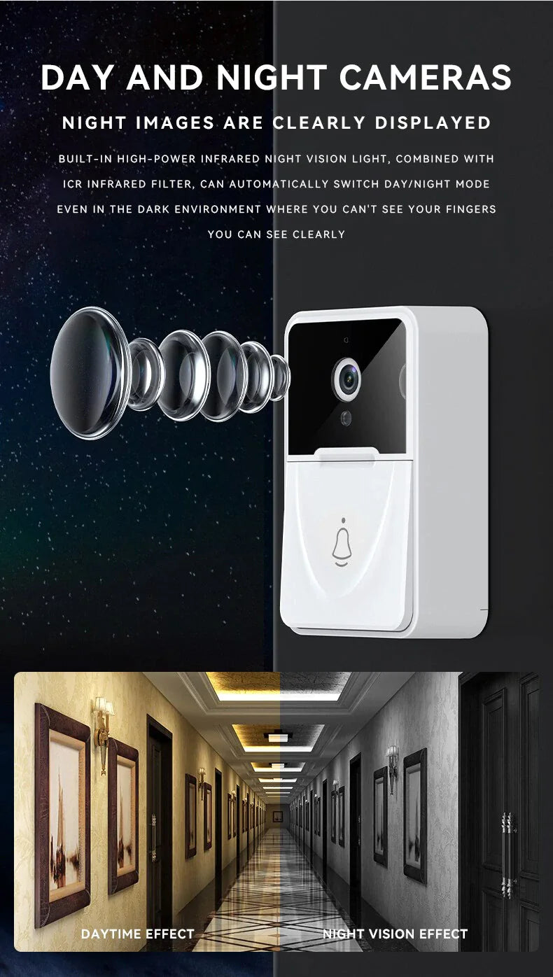 Wireless Security WiFi Smart Doorbell Intercom Video Camera Bell Chime Door Ring 