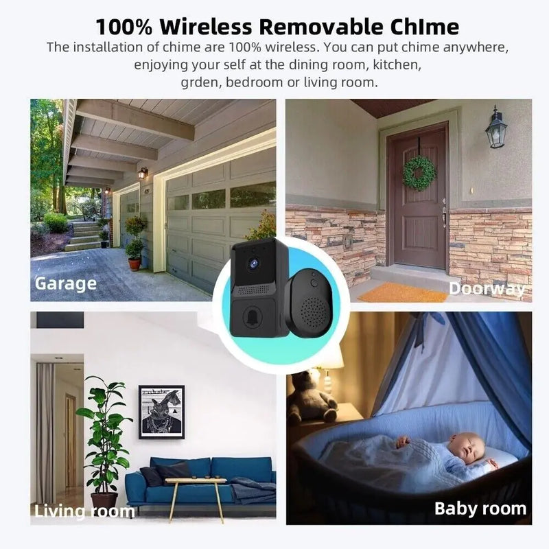 Smart Wireless WiFi Doorbell Intercom Video Camera Door Ring Bell Chime Security 