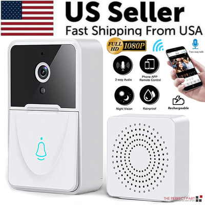 Wireless Security WiFi Smart Doorbell Intercom Video Camera Bell Chime Door Ring 