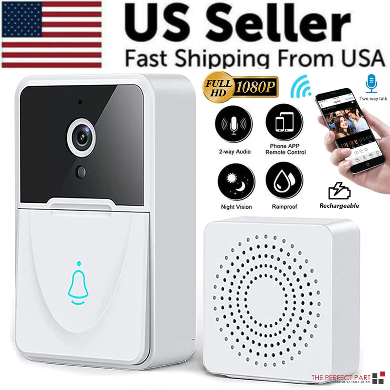 Wireless Security WiFi Smart Doorbell Intercom Video Camera Bell Chime Door Ring 