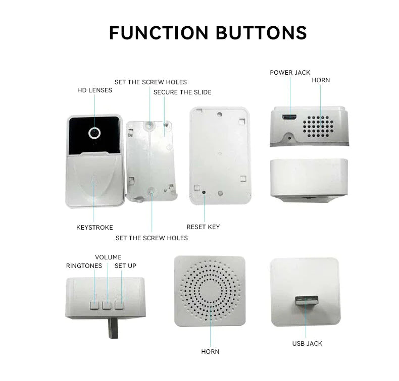 Wireless Security WiFi Smart Doorbell Intercom Video Camera Bell Chime Door Ring 