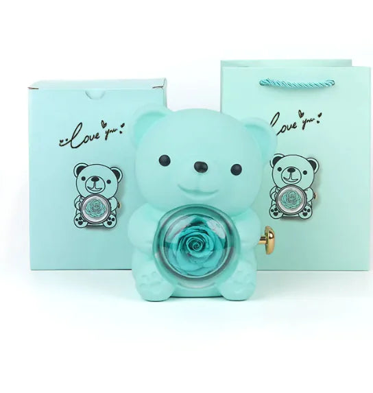 Eternal Rose Teddy Bear Jewelry Box with Necklace